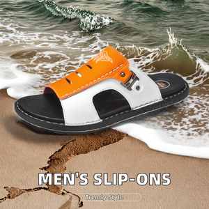 STOJEK – Chaussons Homme Haut de Gamme en Cuir Véritable Color-Block, Semelle Souple, à Enfiler, Intérieur/Extérieur, Boucles Métalliques, Caoutchouc - Product Image 2