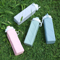 Botellas de Agua Deportivas Plegables de Silicona con Logotipo Personalizado, Botella de Agua Plegable Portátil de Viaje