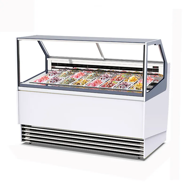 Hot Sale Universal 14 Boxes 10 Barrels Gelato Display Case Ice Cream Dipping Cabinet