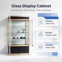 Vitrine rectangulaire verrouillable en verre avec éclairage LED, présentoir portable pour trophées, idéal pour les magasins de détail