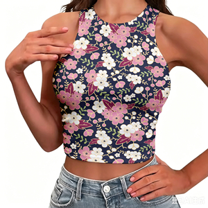 Venta Directa de Fábrica, Diseño Personalizado Exclusivo, Impresión Bajo Demanda, Chaleco Sexy para <span class=keywords><strong>Mujer</strong></span> con Estampado Hawaiano, sin Bordes, que Deja Descubiertos el Ombligo - Product Image 4