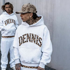 Conjunto <span class=keywords><strong>de</strong></span> Sudadera con Capucha y <span class=keywords><strong>Pantalones</strong></span> <span class=keywords><strong>de</strong></span> Doble Cintura, Personalizado, <span class=keywords><strong>de</strong></span> Felpa Gruesa, con Estampado Digital, para <span class=keywords><strong>Hombre</strong></span>, Ropa Urbana Térmica, 100% Algodón, Estampado <span class=keywords><strong>de</strong></span> Leopardo - Product Image 5