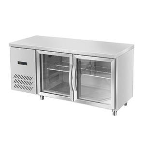 Réfrigérateur de comptoir en acier inoxydable à double porte vitrée, <span class=keywords><strong>table</strong></span> de travail réfrigérée, congélateur sous comptoir - Product Image 2