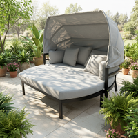 Ensemble de canapé-lit de jardin en métal moderne avec rotin en PE pour l'extérieur et le jardin