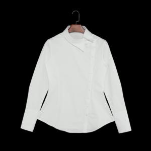 Camicie da Donna di Alta Qualità Personalizzabili con Colletto Asimmetrico e Abbottonatura Laterale a Maniche Lunghe - Product Image 1