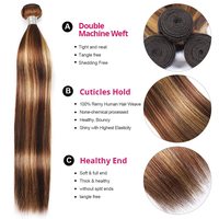 Lot de 100 mèches brutes non traitées de cheveux humains vierges péruviens Genius Weft, noirs naturels, Remy, lisses brésiliens, colorées