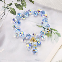 Pulsera elástica con cuentas de cristal facetado en forma de corazón de color AB, brazalete elástico apilable con brillo de hadas coreanas