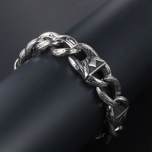 Trendy Men's <b>Titanium</b> Steel <b>Chain</b> Bracelet 22.5Cm Hip Hop Rock Style Fashion Jewelry CE146 - Product Image 4