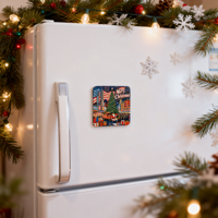 Autocollants magnétiques pour réfrigérateur en acrylique avec colle en goutte, thème ville de Noël américaine