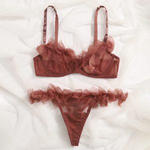 Lingerie sexy de haute qualité pour femmes, ensemble assorti fantaisie en dentelle, lingerie érotique à taille haute avec armatures - Product Image 3