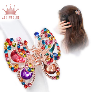 Diseño Original de alta calidad, horquillas de cristal medio, tocado en la parte posterior de la cabeza, mariposa, diamantes de imitación, pinza de pelo de Metal <span class=keywords><strong>para</strong></span> mujer - Product Image 1