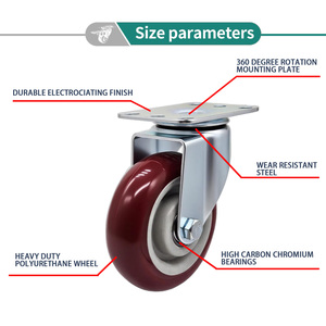 Drehbare Lenkrollen mit Oberplatten, 360° Rotation, 4 Zoll PVC/PP, Langlebig für Kleine Trolleys, Wagen, Möbel, Rollwagen, Werkbänke - Product Image 2