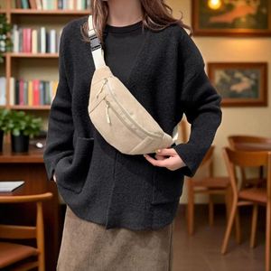 Custom Unisex Zipper Waist Bag Corduroy Belt Crossbody Purse Casual Stylish Portable Travel Daily Use Chest Bum Bag Solid Color - Product Image 1