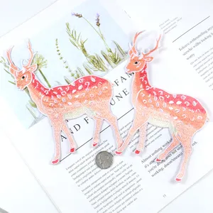 Pink Cartoon Sika Deer Fairy Deer Embroidery Cloth Adhesive Can Be Ironed Chinese Style DIY Creative Patch