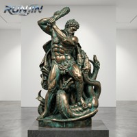 Statue en bronze de 200 cm de Poseidon, dieu grec, style Renaissance classique, sculpture masculine nue musclée, moulage sur mesure