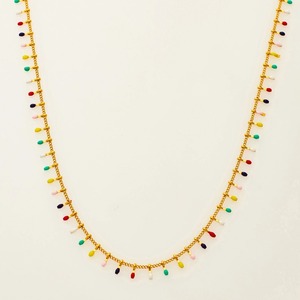 Collier en acier inoxydable coloré à petites gouttes, chaîne perlée émaillée, collier ras-du-cou élégant, accessoires de fabrication de bijoux - Product Image 6