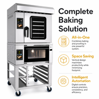 Four combiné commercial 3-en-1 JIEYI FC-CK07-60Z avec commande tactile, protection contre la surchauffe, affichage LED et plateau en pierre pour boulangerie mobile