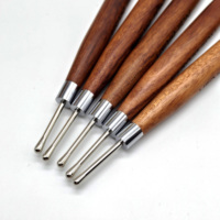 Stylo de modelage et de pointillage pour ongles, design bois de santal rétro, double tête en silicone et métal, stylo de gaufrage pour ongles, pinceau à ongles pour salon