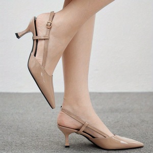 Un nuovo stile di eleganti sandali <span class=keywords><strong>con</strong></span> cinturino color albicocca A punta per le <span class=keywords><strong>donne</strong></span> <span class=keywords><strong>con</strong></span> <span class=keywords><strong>tacchi</strong></span> alti <span class=keywords><strong>Nude</strong></span> e <span class=keywords><strong>tacchi</strong></span> sottili - Product Image 3
