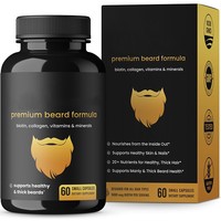 Capsules de Formule Premium pour la Croissance de la Barbe 5000mcg Biotine Collagène Complexe Vitaminique pour le Soutien des Poils Faciaux Masculins Certifié Halal