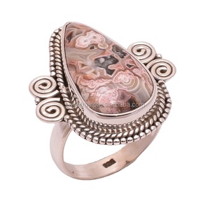 Vente en gros de bagues en argent sterling 925 avec pierres précieuses naturelles Crazy Lace Agate Diamond Fine Jewelry Classic pour fabricant de mariage - Product Image 1