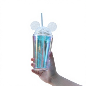 Nuevo Vaso <span class=keywords><strong>de</strong></span> Plástico <span class=keywords><strong>de</strong></span> Doble Capa con Diseño <span class=keywords><strong>de</strong></span> Orejas <span class=keywords><strong>de</strong></span> Ratón <span class=keywords><strong>de</strong></span> Dibujos Animados para el Verano, Apto para Café, con Aislamiento Térmico <span class=keywords><strong>de</strong></span> 0 a 6 Horas, para Adultos - Product Image 1