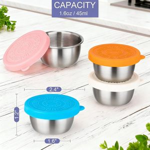 Recipientes para condimentos de acero inoxidable de 1.6 onzas con tapas con clip, apilables para uso en la cocina y en viajes - Product Image 2