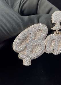 Colgante de Letra Inicial con Diamantes de Plata de Ley 925 de Primera Calidad para Diseños de Joyería, Collar Hip Hop Personalizado con Incrustaciones de Diamantes - Product Image 6