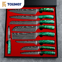 Ensemble de couteaux de cuisine de chef japonais multifonctionnel avec lame en acier inoxydable 4cr13Mov manche en résine colorée pour usage domestique