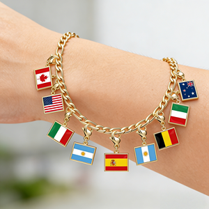 Vendita all'Ingrosso di Charm con Bandiere Nazionali 10*7mm in Acciaio Inox <span class=keywords><strong>per</strong></span> Braccialetti Fai-da-Te, Gioielli <span class=keywords><strong>per</strong></span> Uomo, Donna e Coppie - Product Image 2