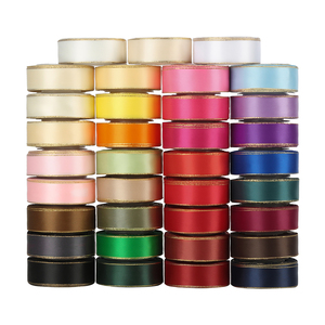 ริบบิ้นผ้าซาตินขอบสีทอง/เงินเมทัลลิกจากโรงงาน Midi ขายส่ง สำหรับห่อของขวัญ ทำโบว์ติดผม งานฝีมือ DIY - Product Image 1