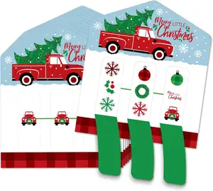 Merry Little Christmas Tree ed Truck Christmas Party Game Pickle Cards Break Open Lottery Pull Tab Tickets