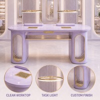 Table de manucure lilas avec lampe de travail pour salon de manucure