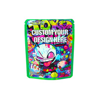 Pochette debout zip-lock holographique en plastique avec logo personnalisé imprimé sacs d'emballage en mylar anti-odeur alimentaire 3.5g 7g