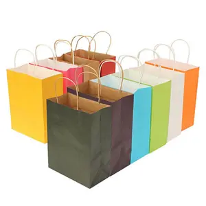 Custom Printed Brown Kraft Shopping Paper Bag With Handles