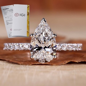 Nhẫn đính hôn bằng vàng khối 10k 14k 18k, kim cương nhân tạo mọc trong phòng thí nghiệm, chứng nhận IGI GIA, xử lý CVD HPHT - Product Image 1