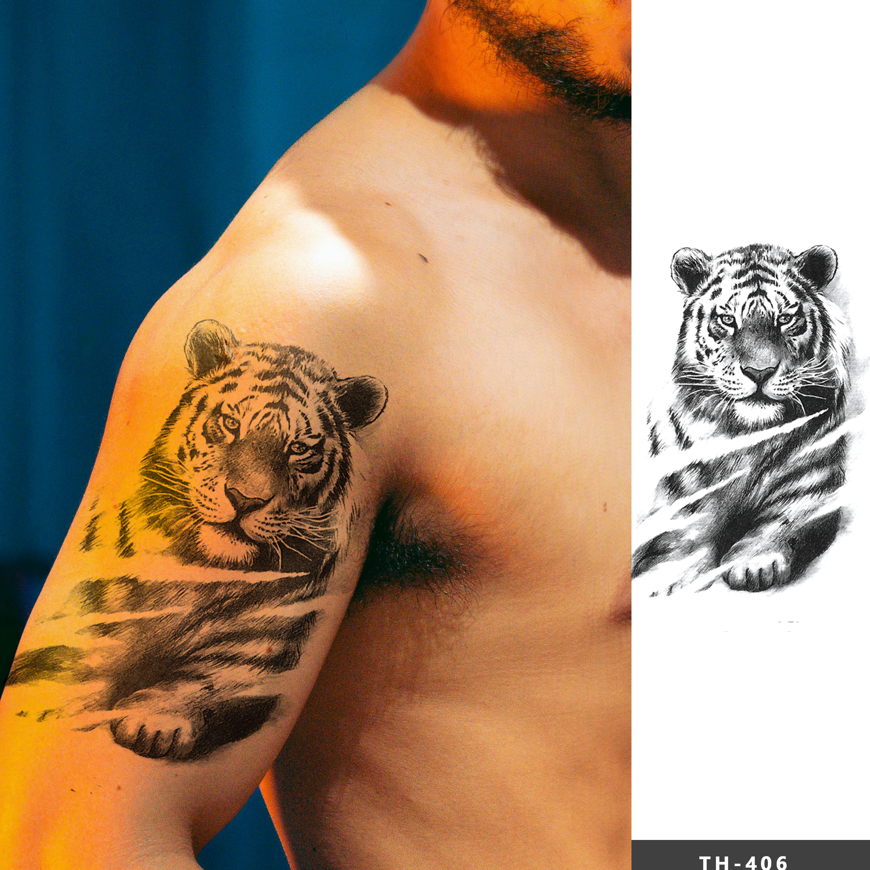 Пользовательские водонепроницаемый Jaguas Tatoo стикер красочная рука Тигр Мужская временная татуировка