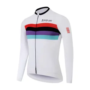 JS Maillot de cyclisme à manches longues en tissu polyester élasthanne pour homme maillot de cyclisme personnalisé