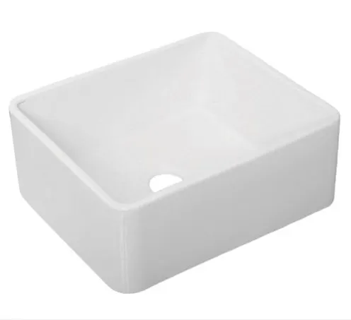 Strong Stains Ceramic Fireclay White Sink Glossy Rectangular Sink Drop in Apron Front Kitchen Sink