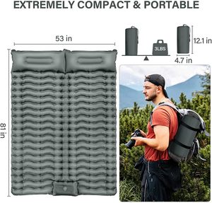 Colchoneta <span class=keywords><strong>Doble</strong></span> para Acampar de 4 Pulgadas de Grosor Ultrafino con Diseño de Bomba de Pie, Colchoneta Inflable Ligera para 2 Personas con Almohada - Product Image 2