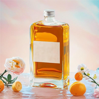 Bouteille de vin plate transparente en verre brique 500ml 375ml 250ml vide pour fruits, whisky et vin avec bouchon hermétique