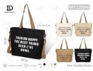 Borsa a Tracolla in Tela con Stampa di Lettere, Chiusura Aperta, per Tutte le Stagioni, Borsa da Donna - Product Image 3