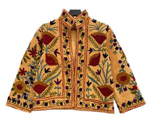 Chaqueta Suzani Hecha a Mano para Mujer, Bordado Elegante, Cómoda, Abertura Frontal, Bolsillos, Prenda Exterior de Invierno Moderna, Cinturón, Tela Suave - Product Image 1