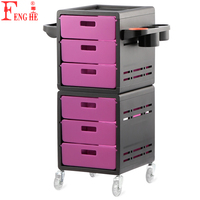 Chariot de Salon Noir Haute Qualité X5 en ABS et PP, 6 Tiroirs Doubles Extensibles, Roues en PU de 3 Pouces pour Sèche-Cheveux et Peignes, Idéal pour Salon de Coiffure