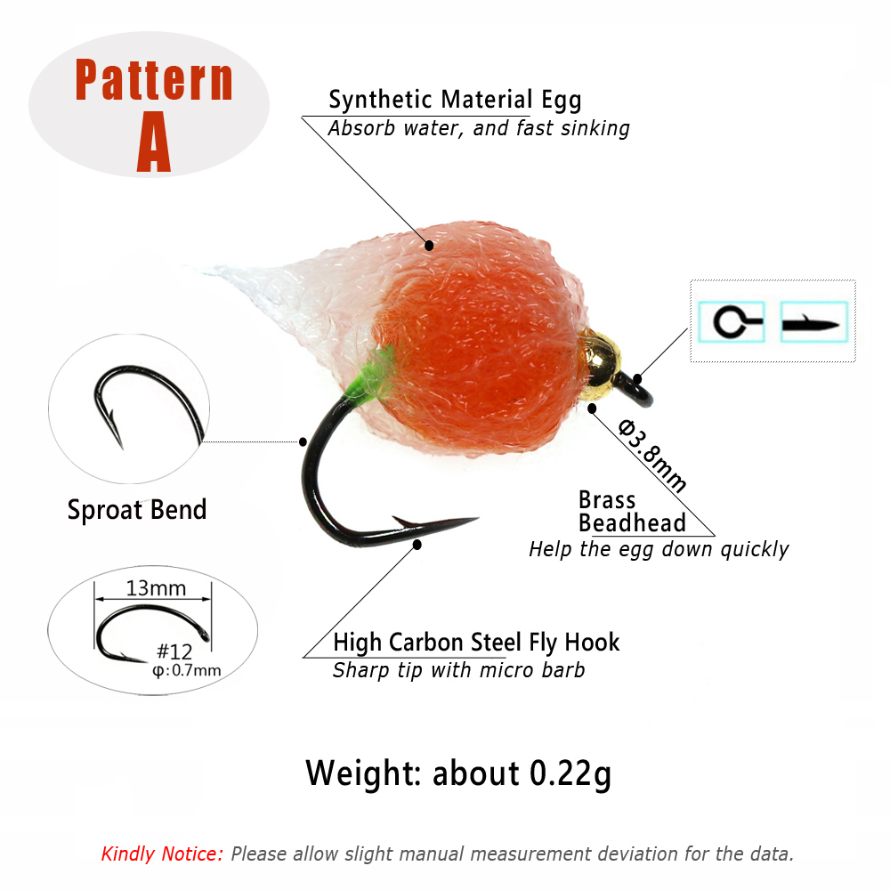 Mosca Pesca Uovo Scintillante Testa D'oro – Affondante, Per Trota, Salmone, Bass, Esca Artificiale