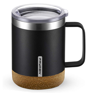 Gobelet isolé de tasse de café de voyage par acier inoxydable de base de liège 12oz fait sur commande avec la poignée - Product Image 3