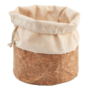 Multi Use Bread Storage Basket Crafted From 100% Unbleached Cotton <strong>and</strong> Natural Cork - Product Image 2