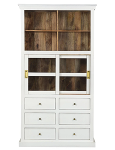 Modern White Solid Wood Display Almirah with Elegant Storage and Contemporary Showcase Furniture for Living Room Dining <b>Wardrobe</b> - Product Image 2