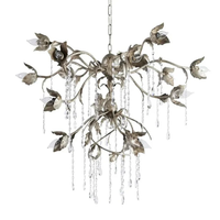 Lustre de plafond élégant de style américain, en cristal, design de créateur, pour cuisine, restaurant, luminaire suspendu en forme de branche d'arbre, feuille, fleur
