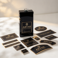 Étiquette métallique personnalisée OEM ODM pour parfum, logo en relief doré, étiquette métallique de luxe, autocollant métallique noir pour flacon de parfum et boîte